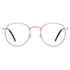 Round Blue Light Blocking Glasses for Women Men Small Metal Circle Wire Compu...