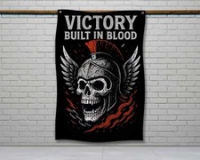 Victory Skull Flag - Motivational Gym Banner for Home Fitness