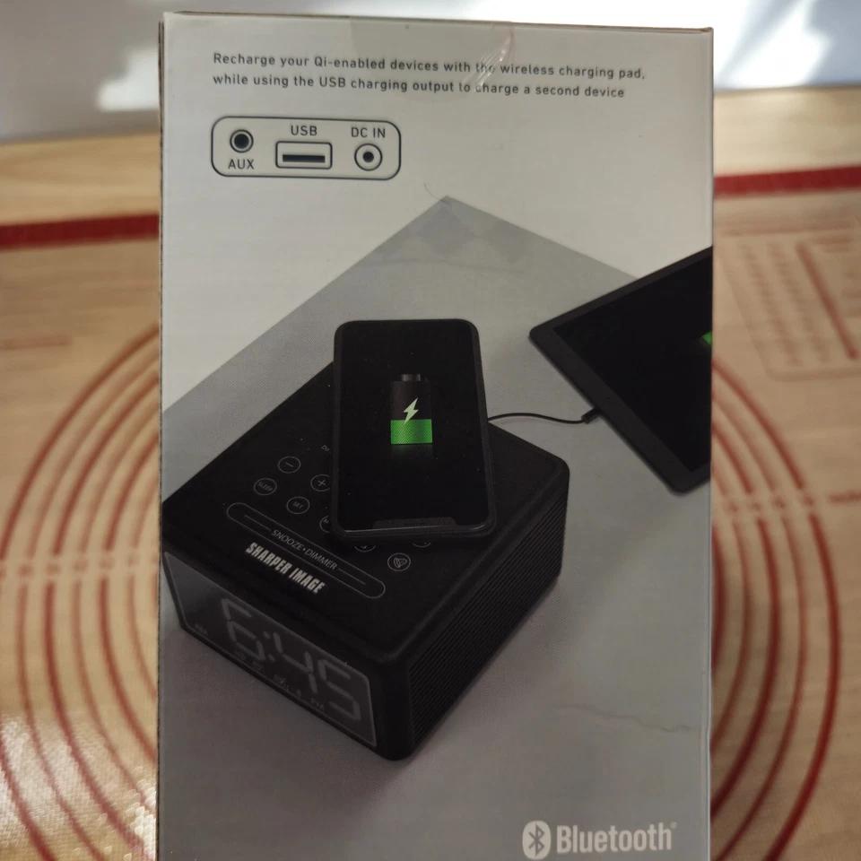 Sharper Image Digital Alarm Clock With Bluetooth & Wireless Charging Dock Black - Image 4 of 4