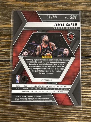2024-25 Panini Mosaic Jamal Shead RC Purple Mosaic Prizm #1/99 prima stampa #201 - Foto 2 di 2