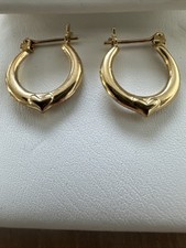 Yellow 14K Hoops With Hearts Earrings 9.91-1.10 Weight 1.07 Grams