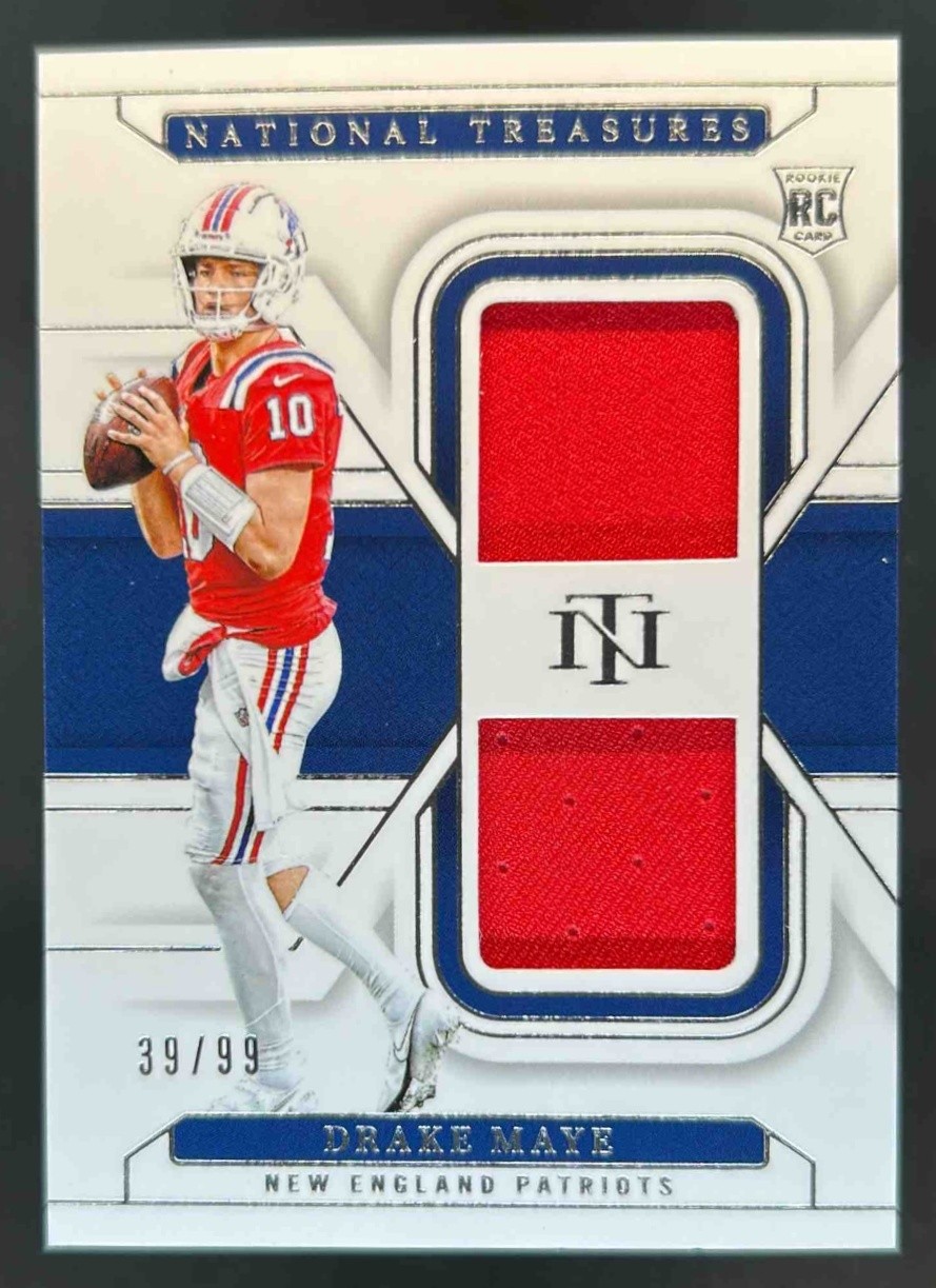 2024 National Treasures Drake Maye Rookie Dual Materials RC Jersey #39/99