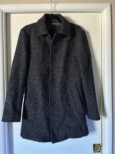 Bonobos Mens Black & Gray Herringbone Italian Wool Coat SZ XS Slim Fit/Small Guy - product listing photo