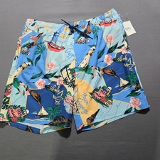 new Old Navy Swim Trunks Mens XLT Tall Blue Bon Voyage Nautical Sailboat