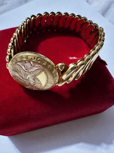 Vtg Gold Filled D&Co Sweetheart S Expansion Bracelet Floral Engraved.excellent