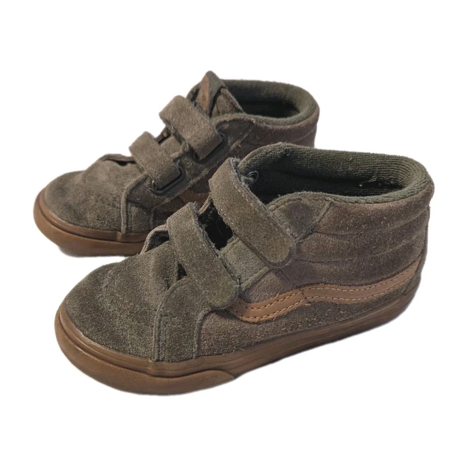 Vans Boy's Shoes Sk8 Mid Reissue Suede Olive Green Brown Sneakers Toddler Size 9 - Image 3 of 4
