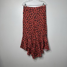 ETT TWA by Anthropologie Virginie Ruffled Wide-Leg Trousers AOP size 4 women  s