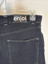 ENJOI Skateboards Jeans Mens Size 34 Black Denim White Stitch Baggy Fit Y2K
