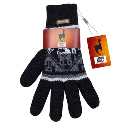 HANDMADE ANDEAN ALPACA MEN'S M DARK GRAY GLOVES
