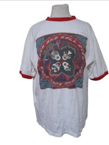 XL Vintage 1990s 90s KISS Rock Band Metal Music Ringer Band 1990s vintage concert t-shirt, vintage, size XL, single stitch, B+ condition