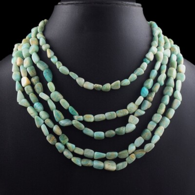 5 Strand Exclusive Amazonite 621.00 Cts Necklace Dazzling Beaded VK 25 E659