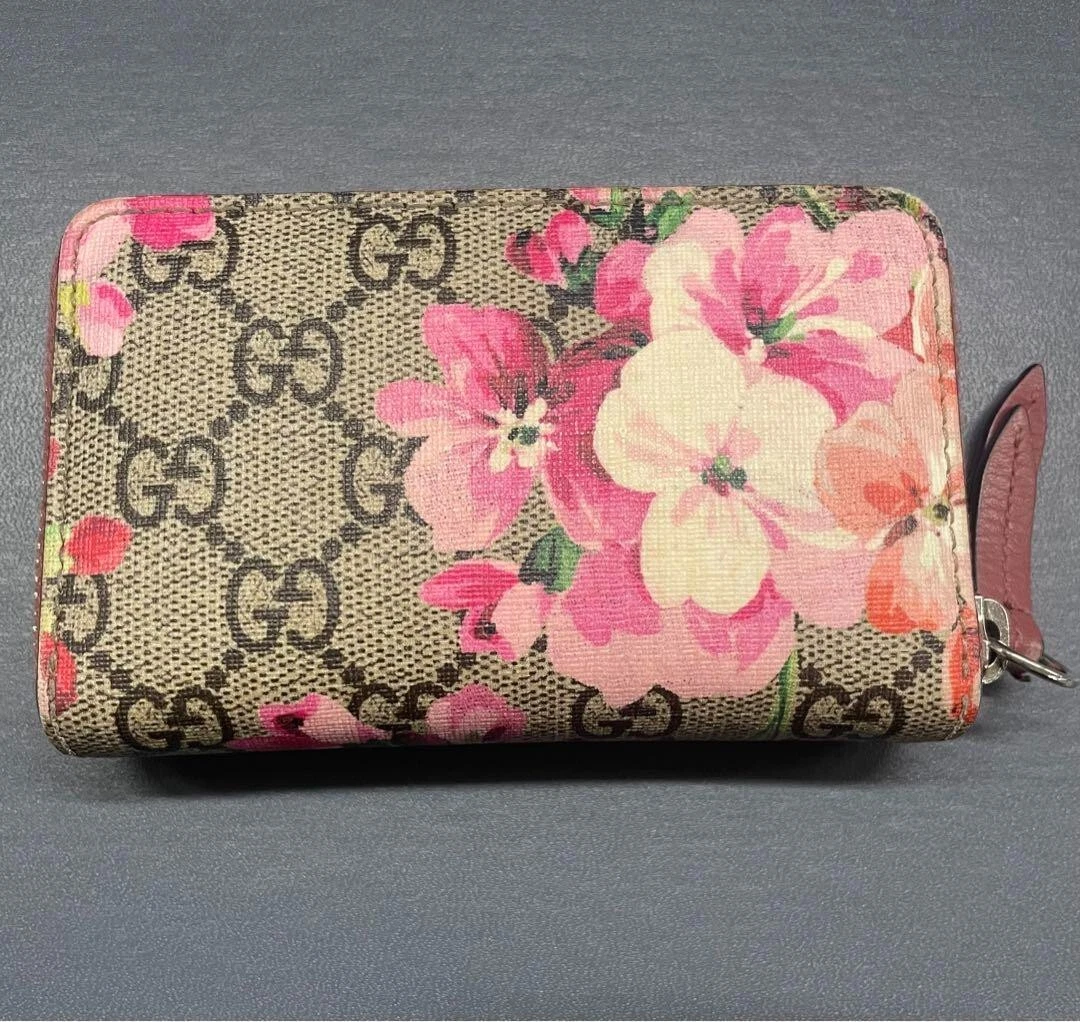 Gucci Blooms GG Supreme Floral Flower double portefeuille sac à main en cuir authentique