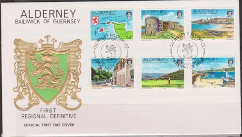 GB - ALDERNEY 1983 Island Scenes Definitives 13p to 18p SG A7/12 FDC GOLF FORTS