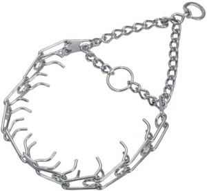 USED-Sprenger Chrome Plated Steel Prong Dog Training Collar No-Pull with Swivel