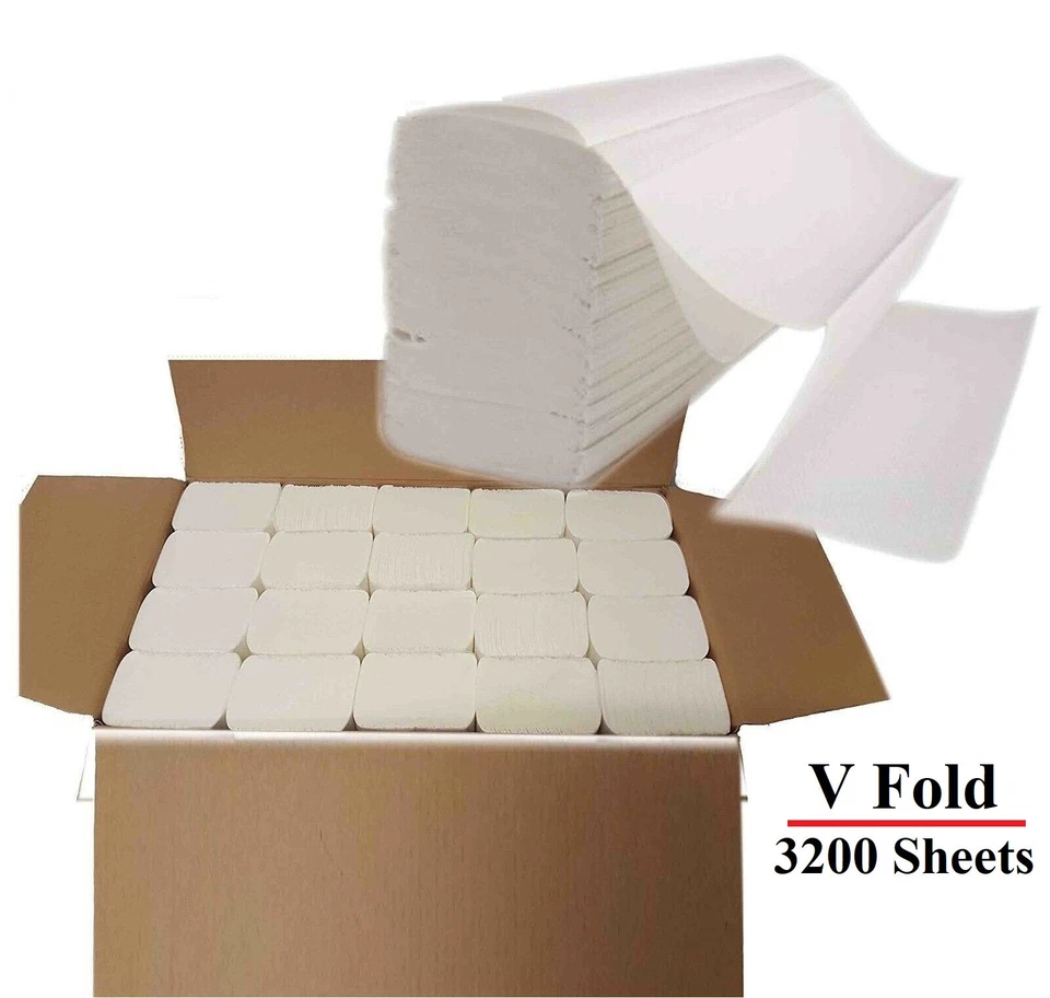 ONETOUCH Interfold White Paper Hand Towels 2ply Soft V fold Despenser Towels 3200 Sheets