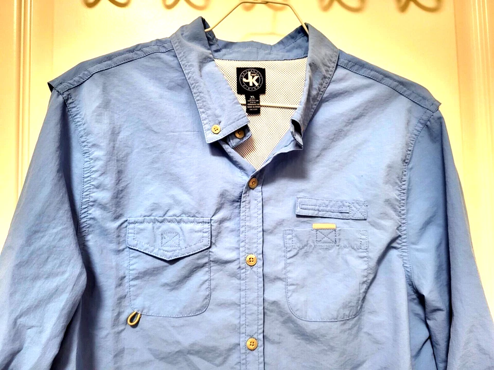 J KHAKI Shirt Vented Back Blue Button Up Long Sleeves Boys XL - Image 2 of 4