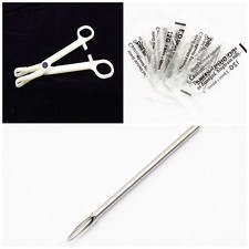 24 pcs lot 6 Forceps 10 Needles 8Pcs Navel Rings