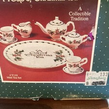 Miniature Bone China Tea Set NIB Vintage 1995 Christmas Ct133 Mini Tea Set