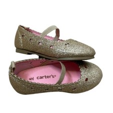 Carters Toddler Girl's Ellaria Slip On Ballet Flats Gold Sparkle Size 5