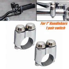 2 Button Hand Control Turn Signal Lamp Switch Chrome For Motorcycle 1" Handlebar