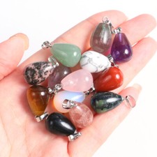 Edelsteinanhänger Bergkristall Edelstein Tropfen Ketten Anhänger Schmuck