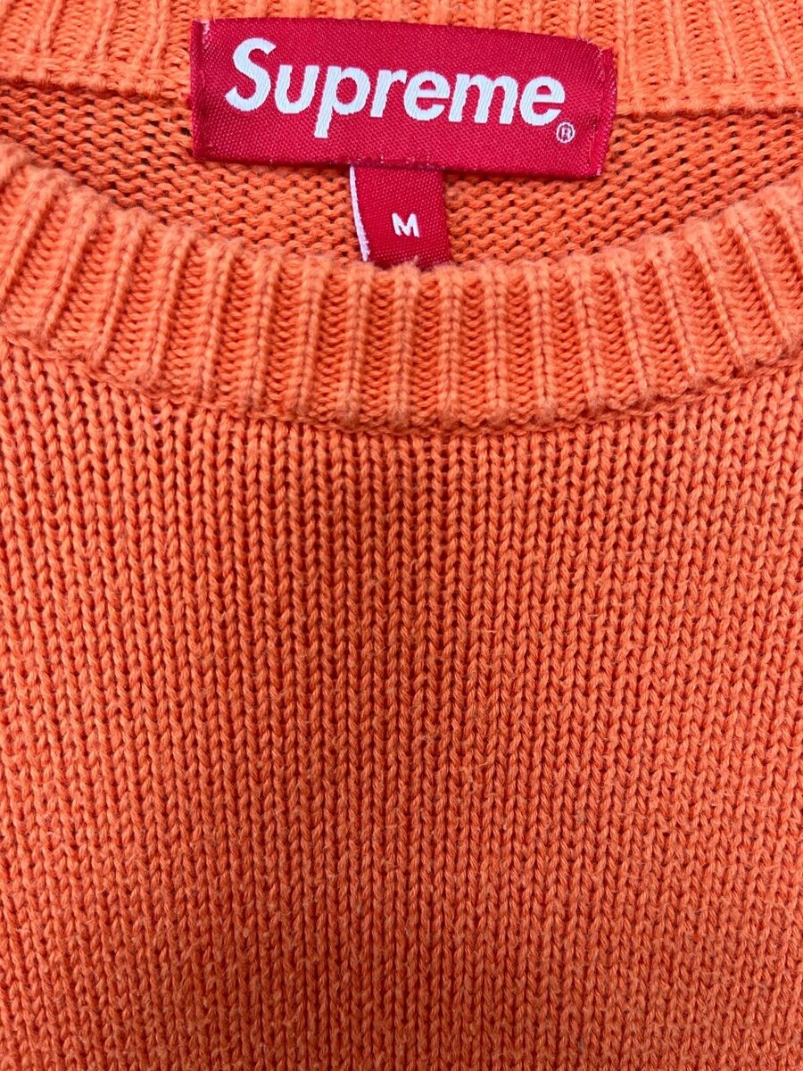 Supreme Top Mens Medium Orange Black Logo Spellout Sweater Supreme Top Mens Medium Orange Black Logo Spellout Sweater