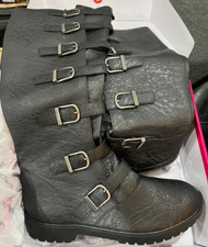 GOTH110/BPU Men's Medieval Warrior Black BuckleStrap Costume Boots L