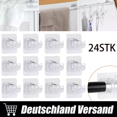 24 Stück Halter für Gardinenstange Ersatzträger Scheibenstangen ohne Bohren Set