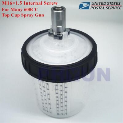 600ml Disposable Paint Cup M16mm x 1.5 Internal Spray Gun Cup +Connector Adapter