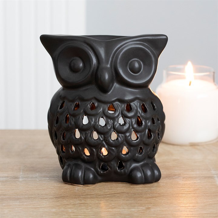 - Ceramic Black Owl Oil Burner H11 X W9 Cm - Image 3