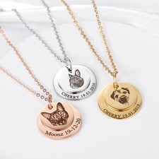 Stainless steel custom Memorial Pet Portrait Engraved Nicklace Jewelry