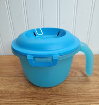 Tupperware Microwave Personal Rice Cooker 3 Piece Set Blue/Green