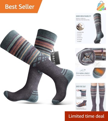 Durable Breathable Ski Socks 2-Pack with Itch-Free Merino Wool for Winter Fun