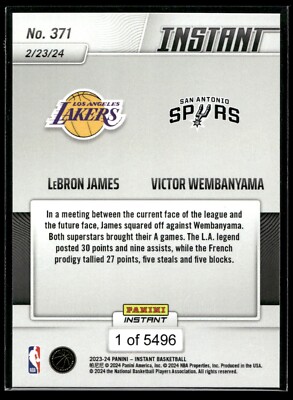 2023-24 Panini Instant LeBron James/Victor Wembanyama 1/5496 SP