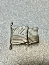 Vintage Made In USA Longaberger American Flag Pewter Pin