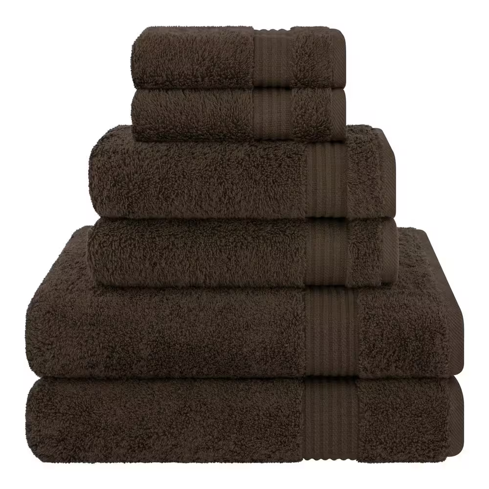 Cotton Towel Set Oakville Velour 6-Piece 100% – Chocolate Brown