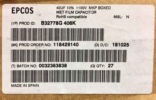 B32778G0406K000 EPCOS - Film Capacitors - Distributors, Price