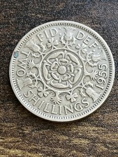 1955 Great Britain UK 2 Two Shillings XF Extremely Fine Rare Actual Coin TC4478*