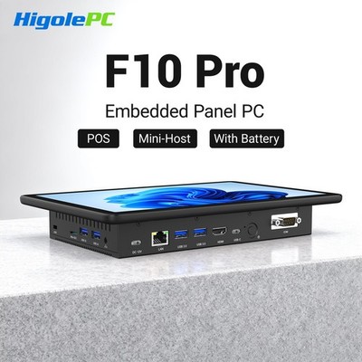 F10 Pro 10.1'' Fanless Mini PC Intel N5100 Win 11 WiFi5 8GB 128GB 5000mAh RS-232