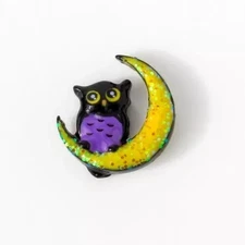 Origami Owl WHIMSICAL OWL ON SPARKLE MOON Floating Enamel HALLOWEEN Charm