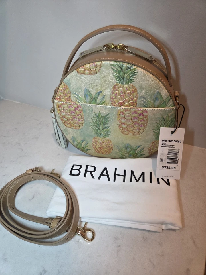 Bolso Bandolera Clásico Brahmin Lane Pineapple Pompano Signature Cuero Nuevo con Etiquetas Foto 2 de 4