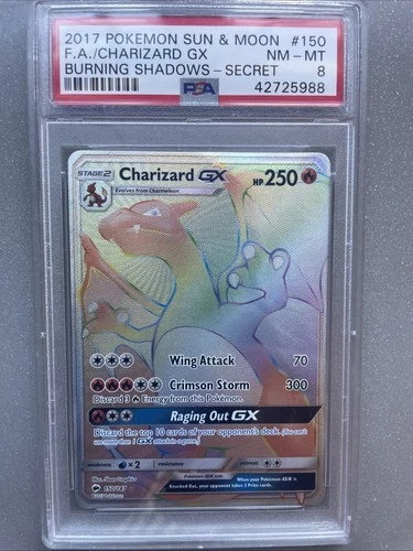 Charizard GX Sun & Moon PSA 8 Burning Shadows Holo 150/147 POP 1761