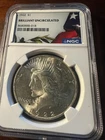 This 1922 Peace Dollar is BU in  mint state condition graded by NGC