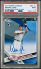2017 TOPPS CHROME AARON JUDGE ROOKIE CARD AUTO TRUE BLUE REFRACTOR 93/150 PSA 9