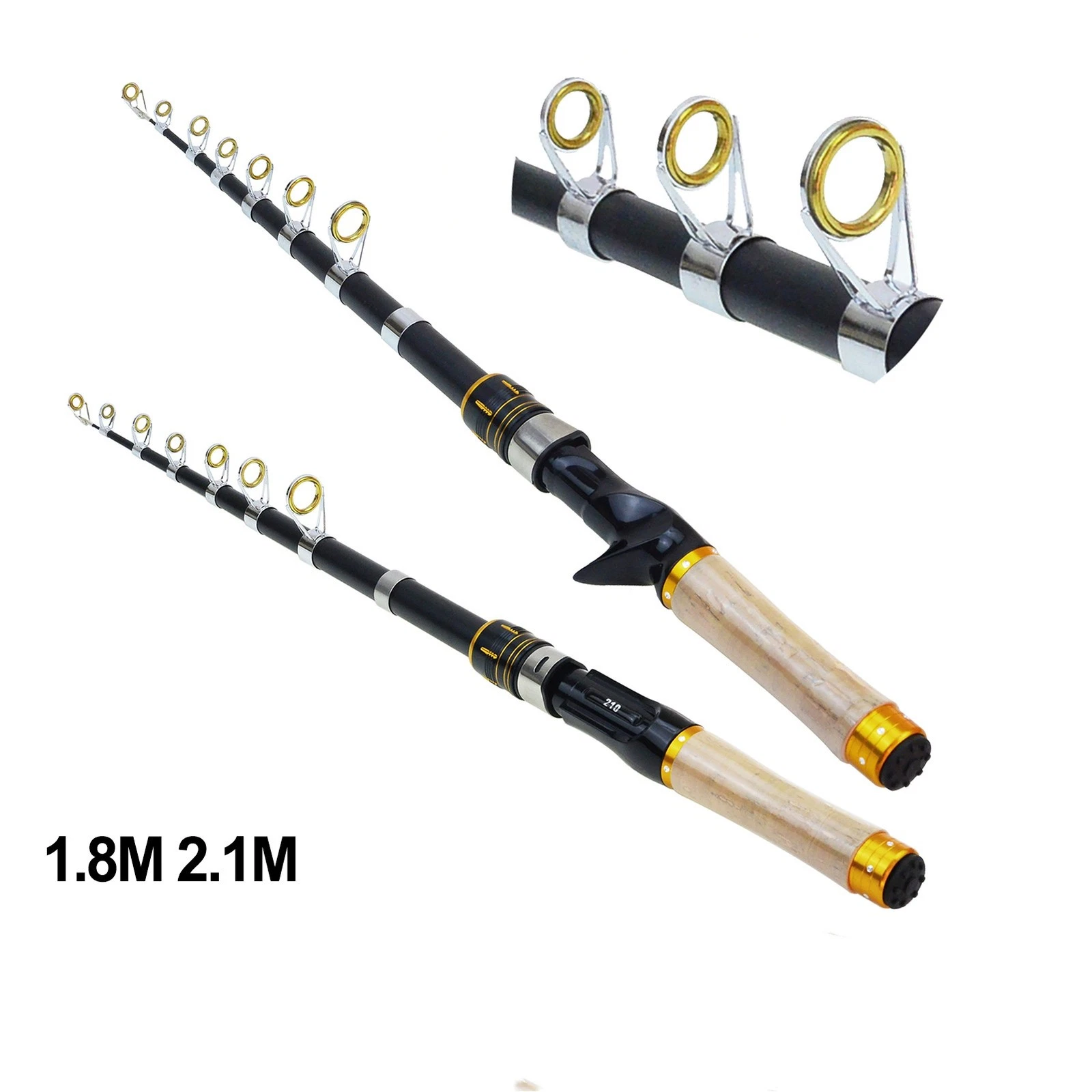 Telescopic Fishing Rod Fiberglass Spinning Casting Rod Portable M Fast Action