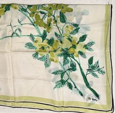 Vintage Vera Neumann 30" Square Green Floral Silk Scarf EUC