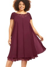 NWT JJ's House Grape Chiffon Sequins Lace Dress- Size 14