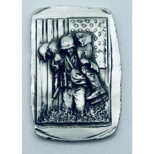 3 Oz MK BarZ "No Troop Left Behind" Soldier Tribute Stamped Bar .999 Fine Silver
