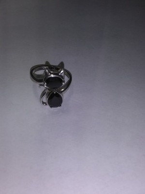 925 Silver Black Spinel Cat Ring Size 8 3/4 Signed BBJ