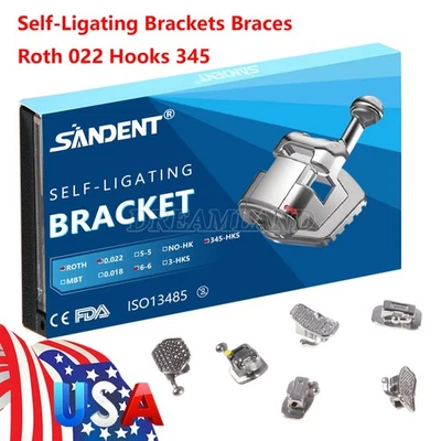 SKYSEA Dental Orthodontic Self-Ligating Brackets Braces Roth 022 Hooks 345&Buccal Tubes